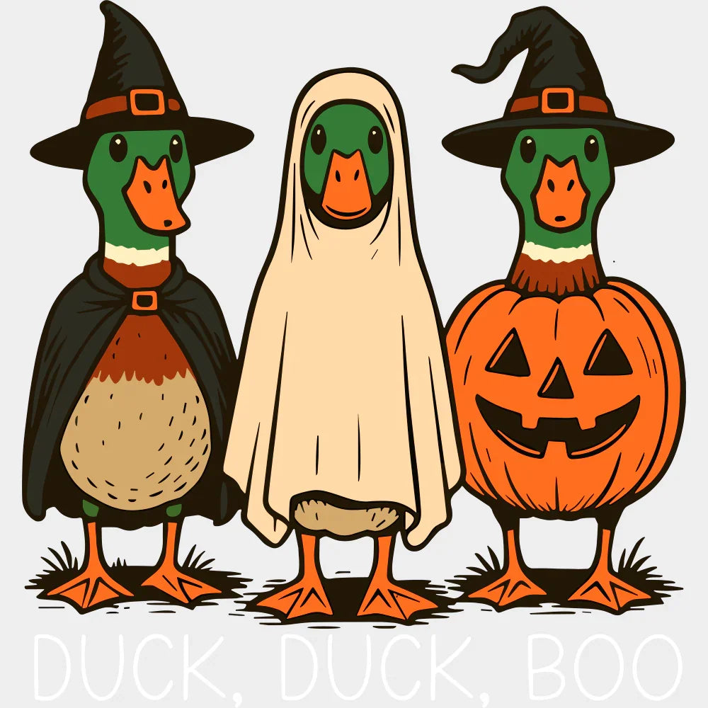 Duck Duck Boo - Halloween DTF Transfer Adult Unisex - S & M (10’’) / Light Color Design (See Imaging)