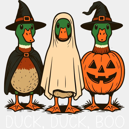 Duck Duck Boo - Halloween DTF Transfer Adult Unisex - S & M (10’’) / Light Color Design (See Imaging)
