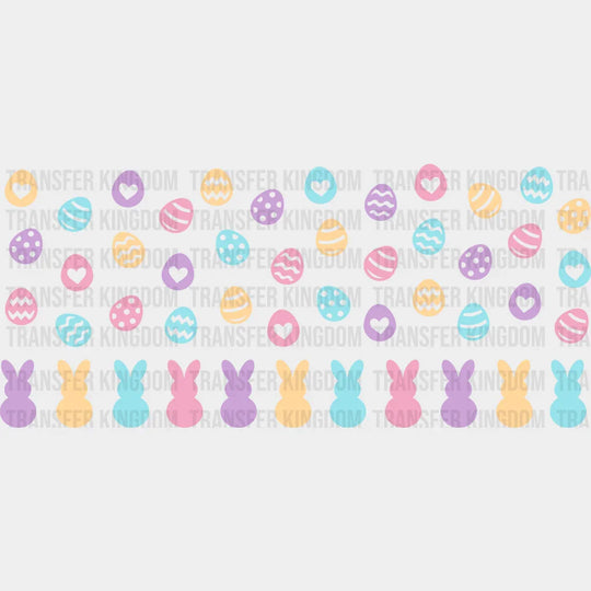 Easter Bunny And Eggs - Cup Wrap Uv Sticker Permanent Dtf Decal