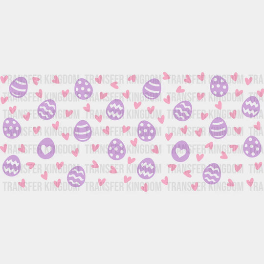 Easter Eggs Pink Hearts - Cup Wrap Uv Sticker Permanent Dtf Decal