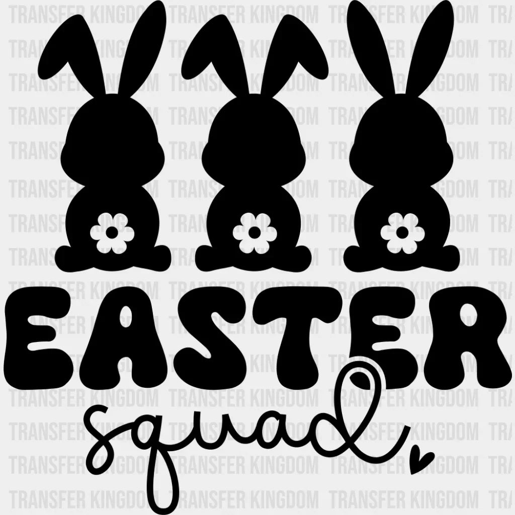 Easter Squad B&W Rabbits Heart - Easter DTF Transfer Adult Unisex - S & M (10’’) / Dark Color Design (See Imaging)