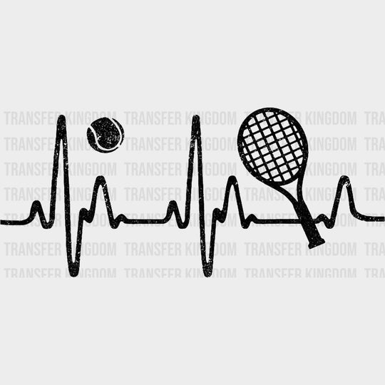 ECG Line B&W - Tennis DTF Transfers Adult Unisex - S & M (10’’) / Dark Color Design (See Imaging)