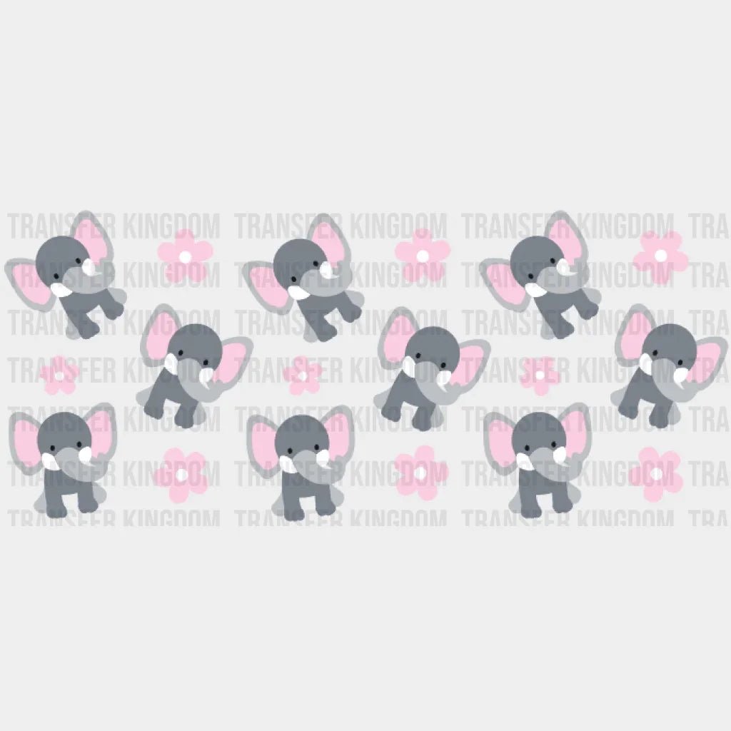 Elephants And Flowers Uv Dtf Transfer Cup Wrap Sticker