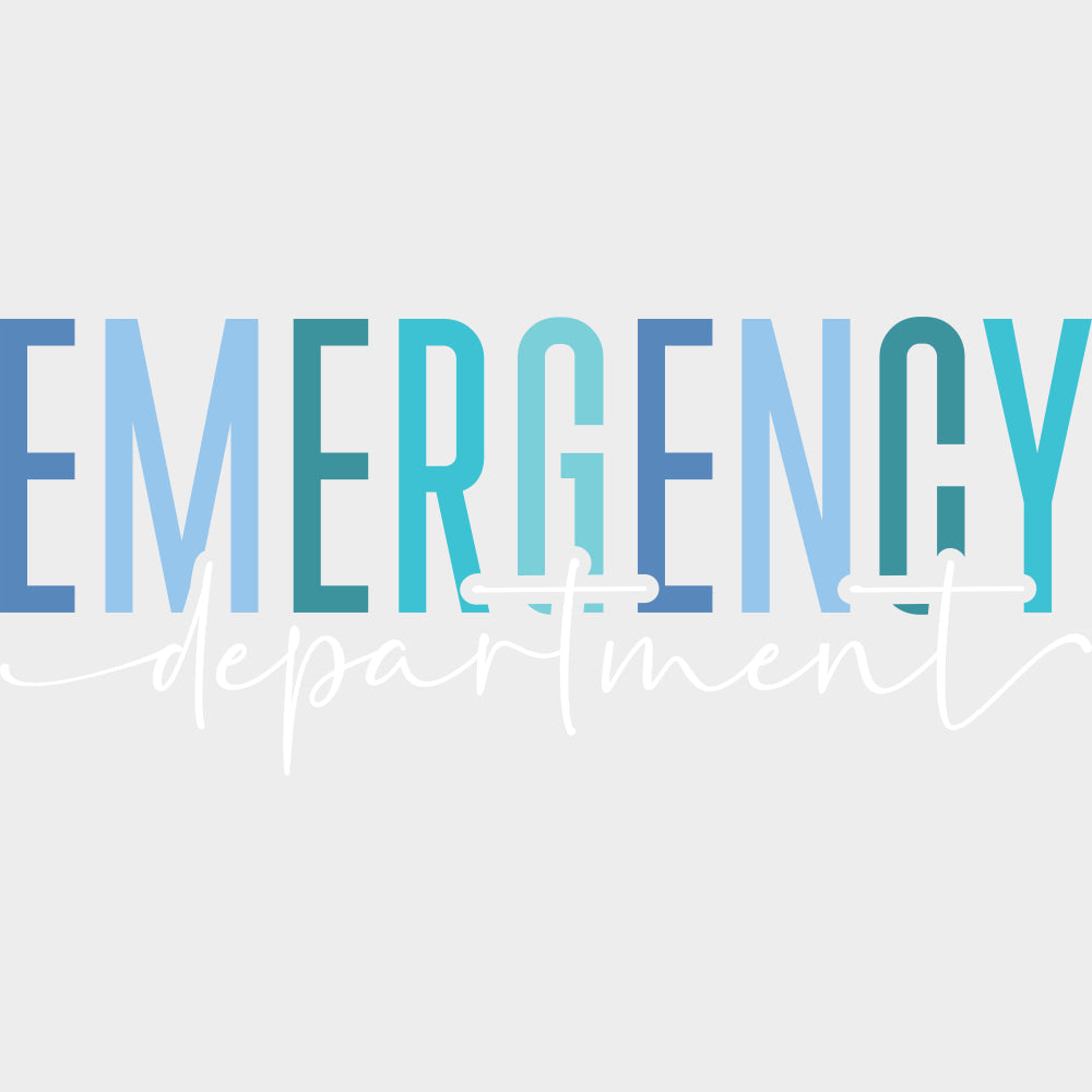 Emergency Department Blue - ER Nurse DTF Transfers Adult Unisex - S & M (10’’) / Light Color Design (See Imaging)