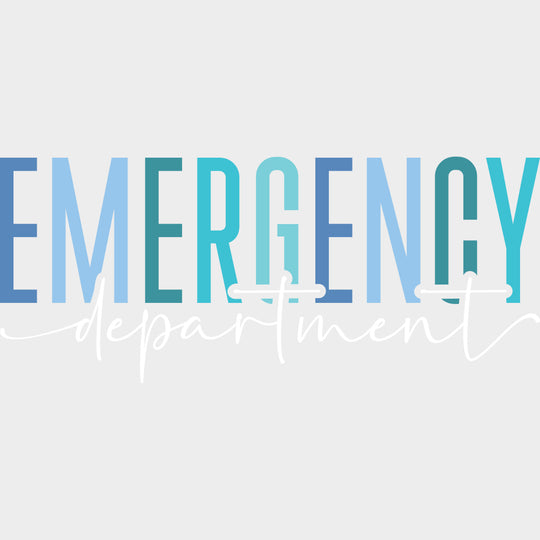 Emergency Department Blue - ER Nurse DTF Transfers Adult Unisex - S & M (10’’) / Light Color Design (See Imaging)