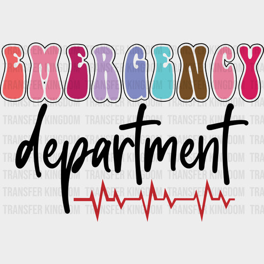 Emergency Department ECG Line B&W - ER Nurse DTF Transfers Adult Unisex - S & M (10’’) / Dark Color Design (See Imaging)