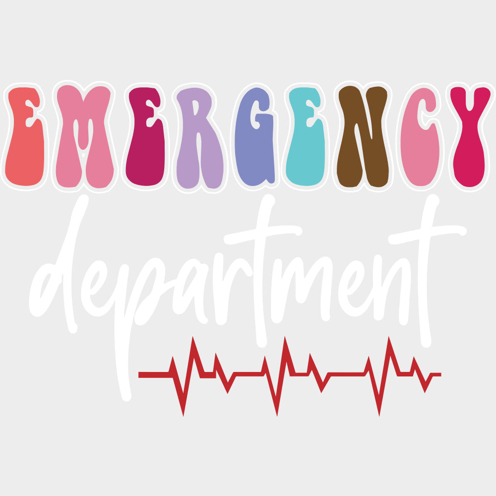 Emergency Department ECG Line B&W - ER Nurse DTF Transfers Adult Unisex - S & M (10’’) / Light Color Design (See