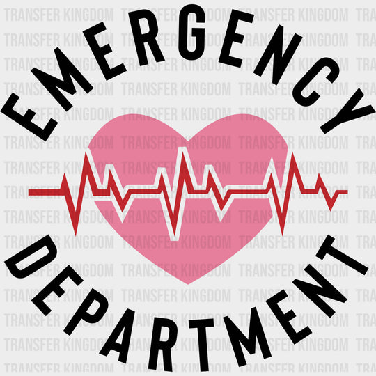 Emergency Department ECG Line - ER Nurse DTF Transfers Adult Unisex - S & M (10’’) / Dark Color Design (See Imaging)