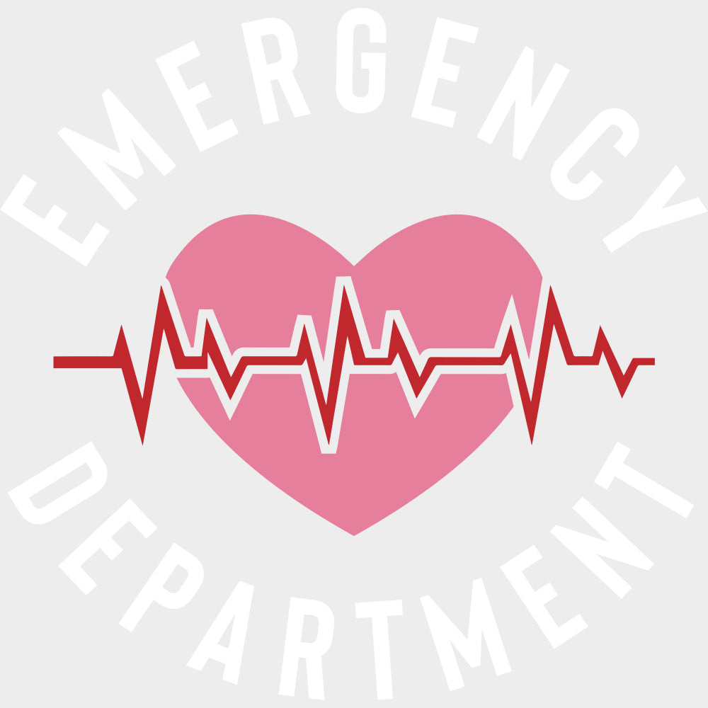 Emergency Department ECG Line - ER Nurse DTF Transfers Adult Unisex - S & M (10’’) / Light Color Design (See Imaging)
