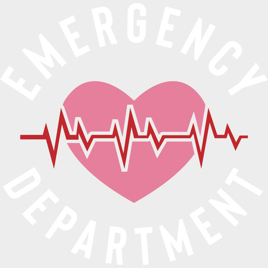 Emergency Department ECG Line - ER Nurse DTF Transfers Adult Unisex - S & M (10’’) / Light Color Design (See Imaging)