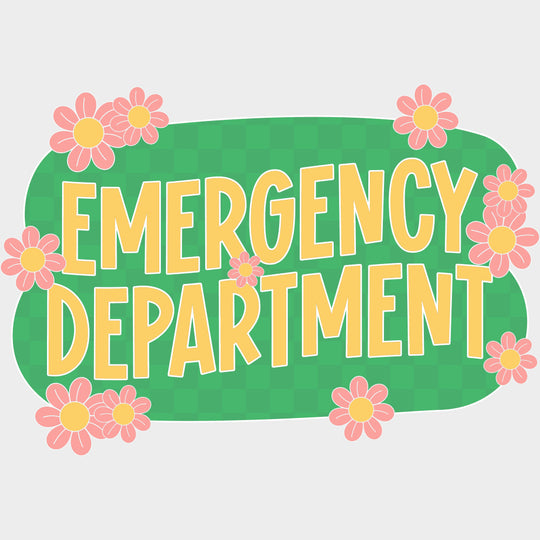 Emergency Department Pink Flowers - ER Nurse DTF Transfers Adult Unisex - S & M (10’’) / Light Color Design (See