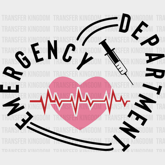 Emergency Department Pink Heart - ER Nurse DTF Transfers Adult Unisex - S & M (10’’) / Dark Color Design (See Imaging)