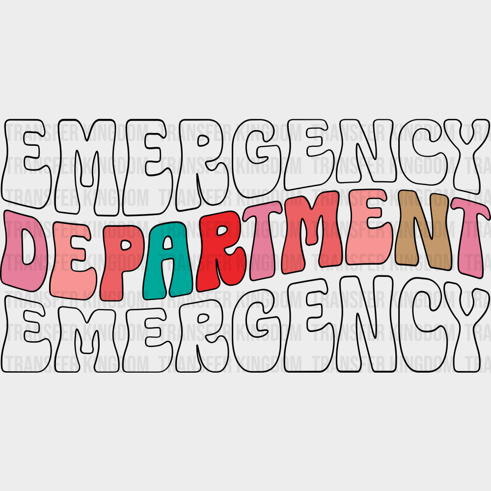 Emergency Department Retro Letters - ER Nurse DTF Transfers Adult Unisex - S & M (10’’) / Dark Color Design (See