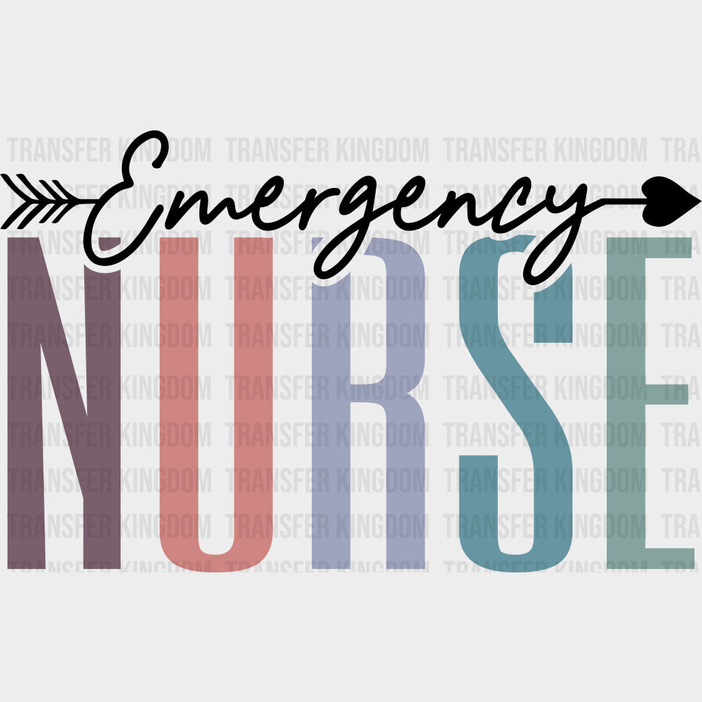 Emergency Nurse Arrow - ER Nurse DTF Transfers Adult Unisex - S & M (10’’) / Dark Color Design (See Imaging)
