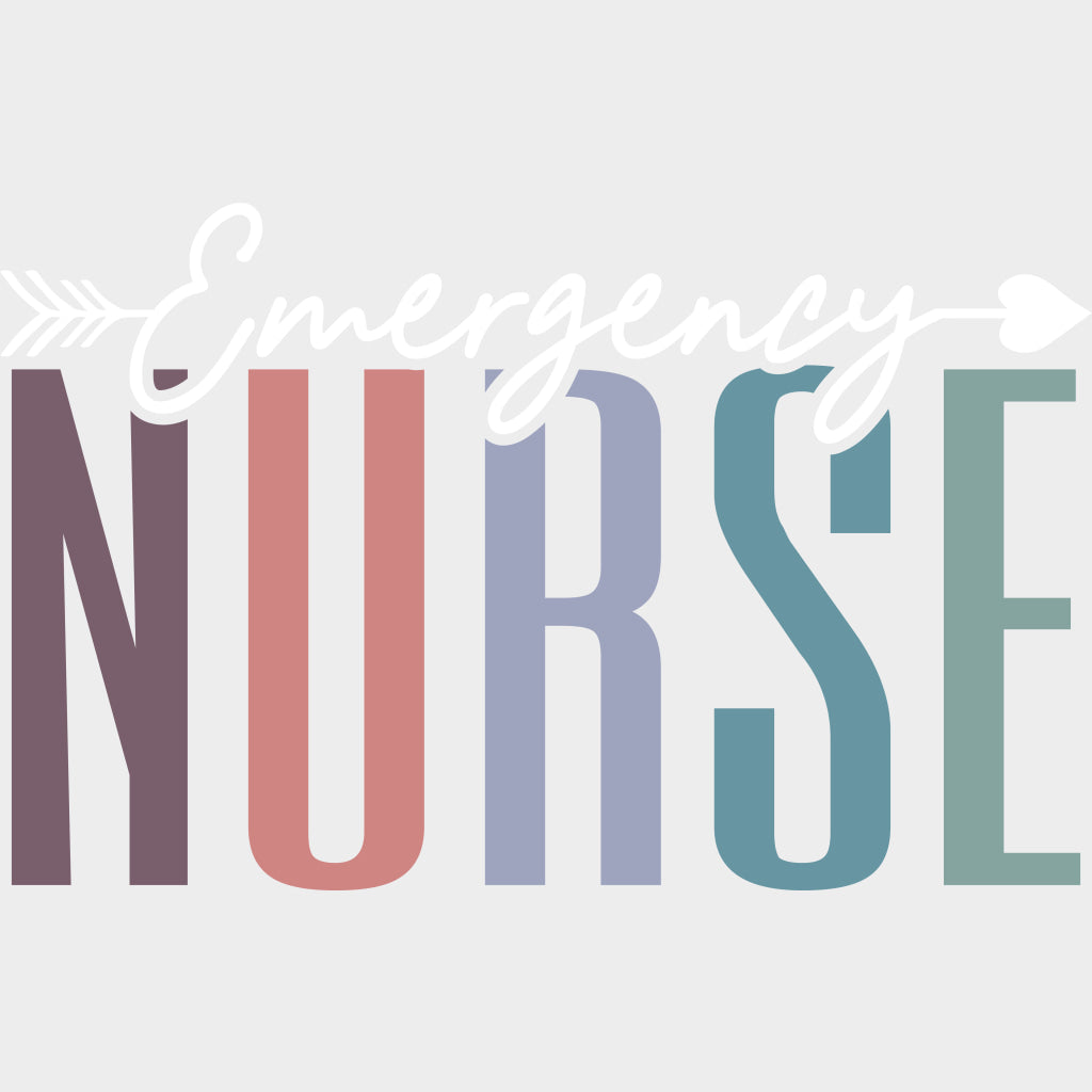 Emergency Nurse Arrow - ER Nurse DTF Transfers Adult Unisex - S & M (10’’) / Light Color Design (See Imaging)
