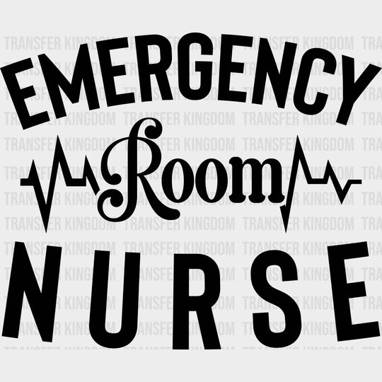 Emergency Room Nurse ECG Line - ER Nurse DTF Transfers Adult Unisex - S & M (10’’) / Dark Color Design (See Imaging)