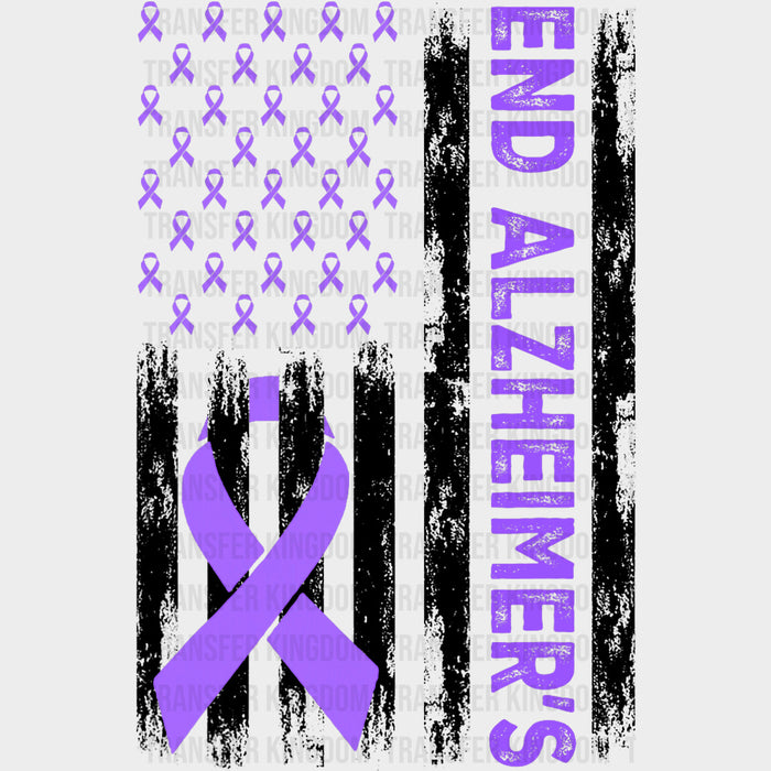End Alzheimer's US Flag - Alzheimer's Awareness DTF Transfer