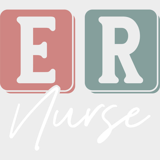 ER Nurse Cursive - ER Nurse DTF Transfers Adult Unisex - S & M (10’’) / Light Color Design (See Imaging)