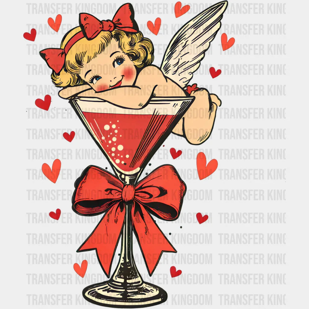 Eros Martini Glass Red Design - Valentine’s Day Dtf Transfer Unisex S & M (10’’) / Dark Color
