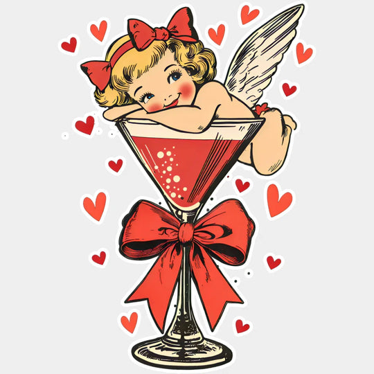 Eros Martini Glass Red Design - Valentine’s Day Dtf Transfer Unisex S & M (10’’) / Light