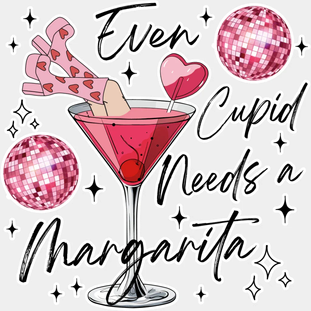 Even Cupid Needs A Margarita - Valentine’s Day Dtf Transfer Unisex S & M (10’’) / Light Color