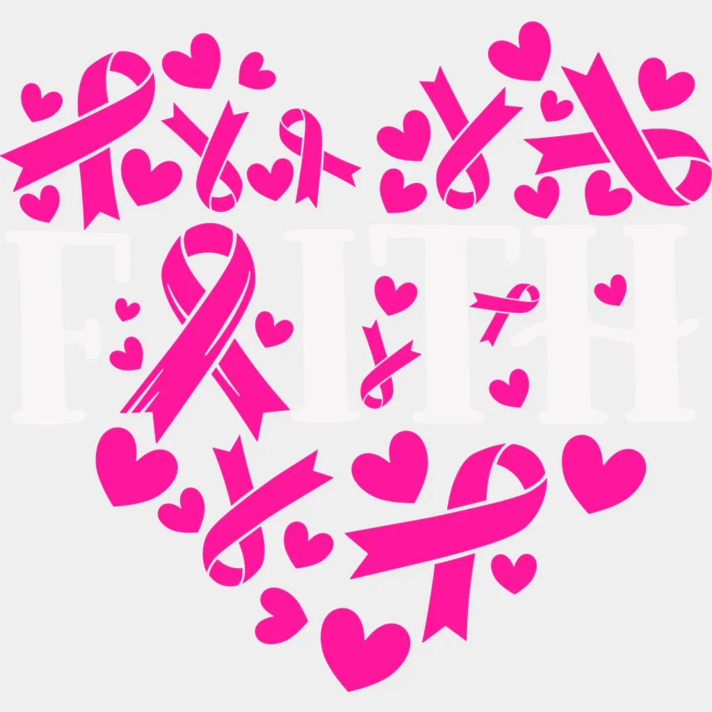 Faith Breast Cancer Support Design - Dtf Heat Transfer Unisex S & M ( 10 ) / Light Color See Imaging