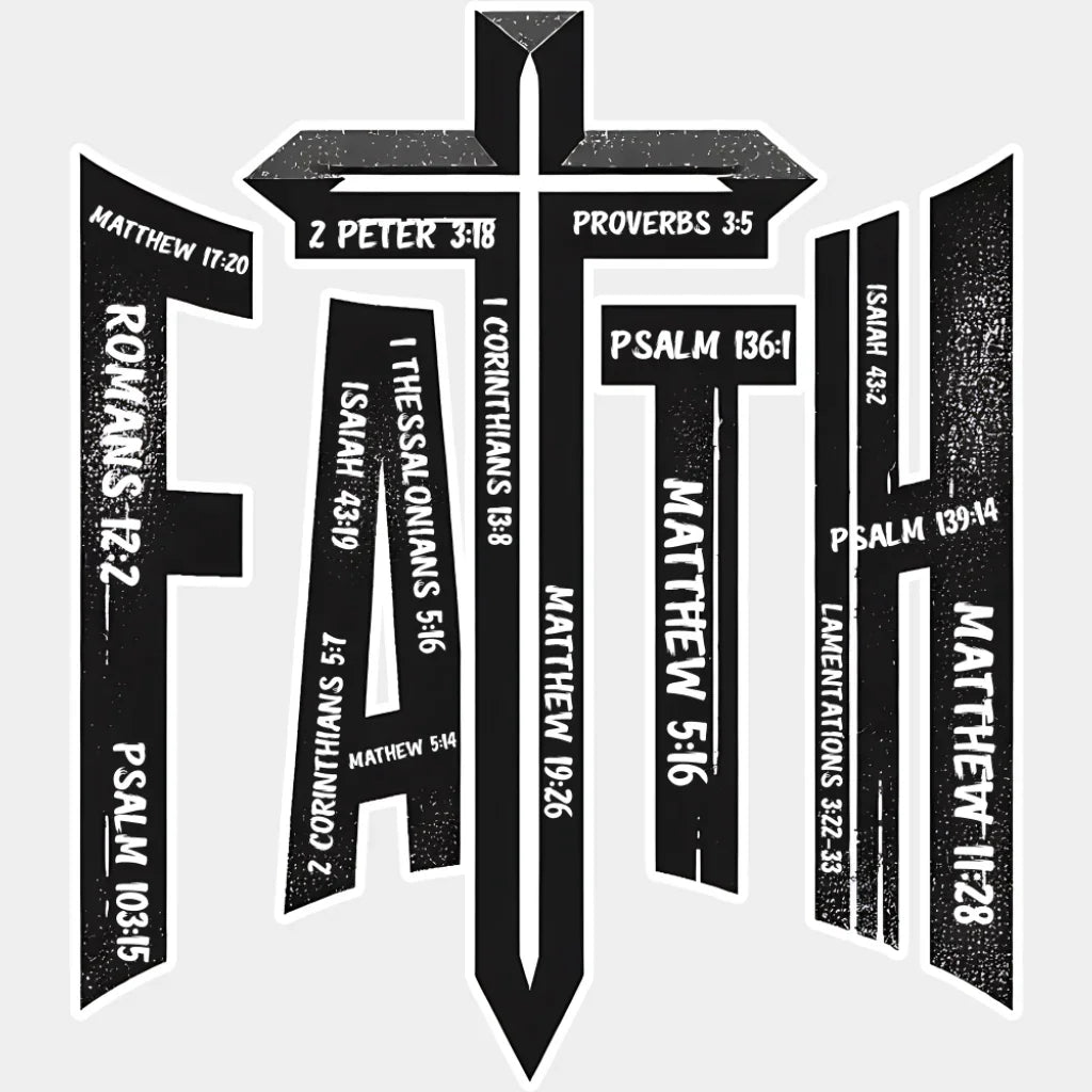 Faith Cross - Christianity DTF Transfer Adult Unisex - S & M (10’’) / Light Color Design (See Imaging)