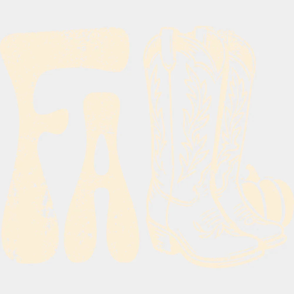 Fall Cowboy Boots Brown & White - Fall DTF Transfer Adult Unisex - S & M (10’’) / Light Color Design (See Imaging)