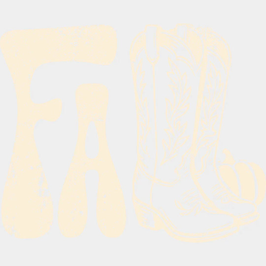 Fall Cowboy Boots Brown & White - Fall DTF Transfer Adult Unisex - S & M (10’’) / Light Color Design (See Imaging)