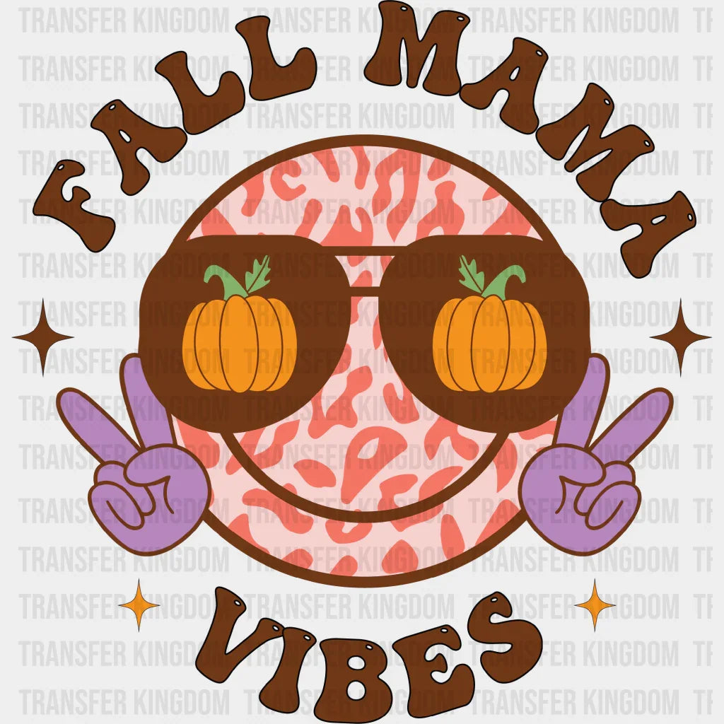 Fall Mama Vibes Glasses Smiley - Dtf Transfer Unisex S & M (10’’) / Dark Color Design See Imaging