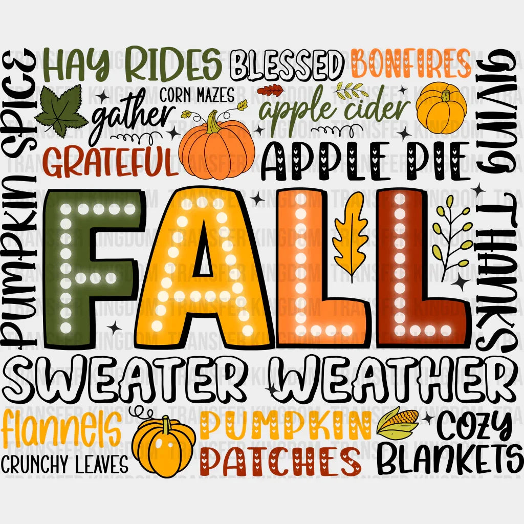 Fall Sweater Weather - Fall Dtf Heat Transfer Unisex S & M (10’) / Dark Color Design See Imaging