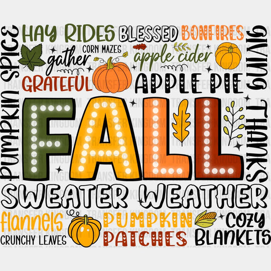 Fall Sweater Weather - Fall Dtf Heat Transfer Unisex S & M (10’) / Dark Color Design See Imaging