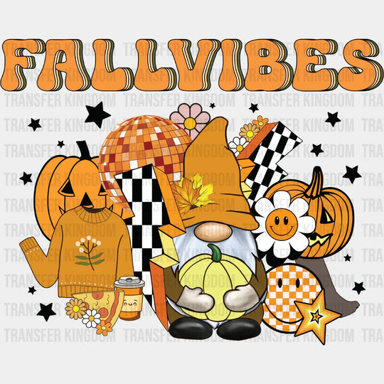 Fall Vibes Gnomes Pumpkins Stars - Dtf Transfer Unisex S & M (10’’) / Dark Color Design See Imaging