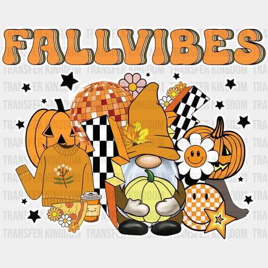 Fall Vibes Gnomes Pumpkins Stars - Dtf Transfer Unisex S & M (10’’) / Light Color Design See Imaging
