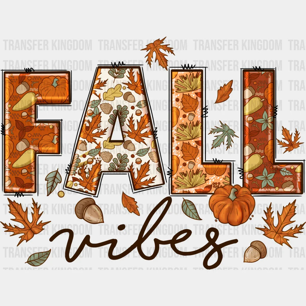 Fall Vibes Leaves Design - Dtf Heat Transfer