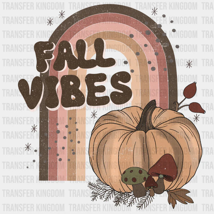 Fall Vibes Rainbow Pumpkin - Fall DTF heat transfer