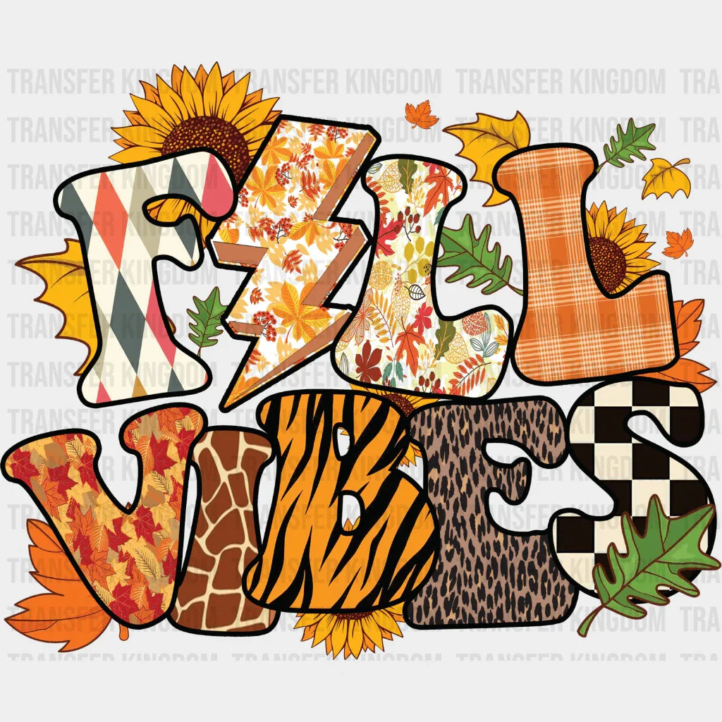 Fall Vibes Sunflower Design - Dtf Transfer Unisex S & M (10’’) / Dark Color See Imaging