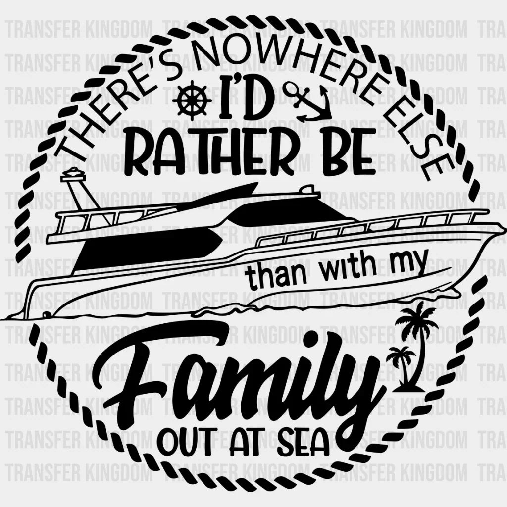 Family Out At Sea Black And White - Cruise Dtf Heat Transfer Unisex S & M (10’’) / Dark Color