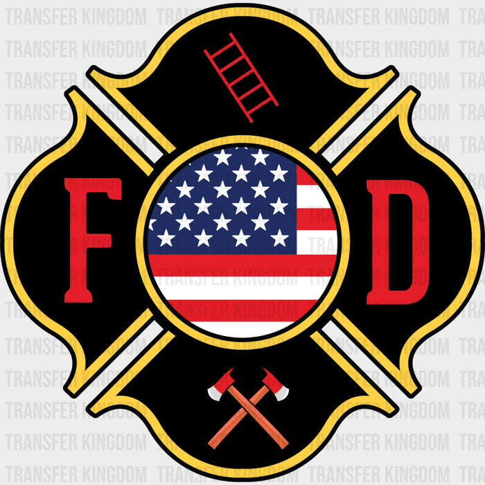 FD US Flag - Fire Department DTF Transfers