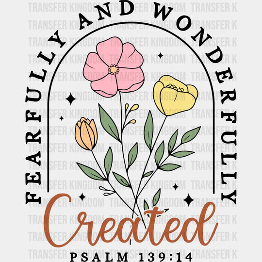 Fearfully And Wonderfully - Christianity Dtf Transfer Unisex S & M (10’’) / Dark Color Design