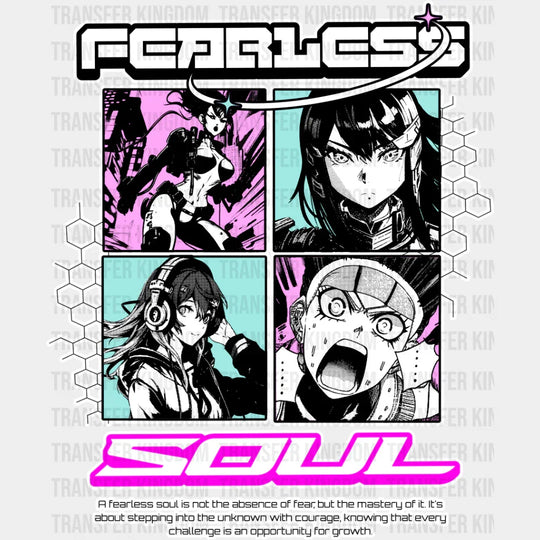 Fearless Soul - Anime Dtf Heat Transfer Unisex S & M (10’’) / Light Color Design See Imaging