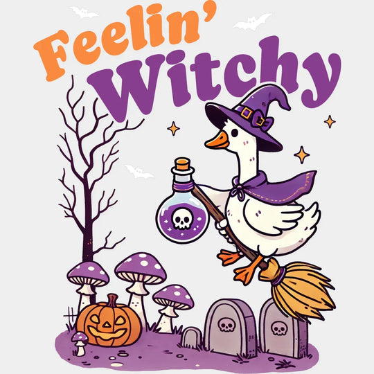 Feelin’ Witchy Purple Design Halloween DTF Transfer Adult Unisex S & M (10’’) / Light Color Design (See Imaging)