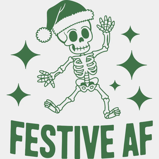 Festive AF - Christmas DTF Transfer Adult Unisex - S & M (10’’) / Green Color Design (See Imaging)