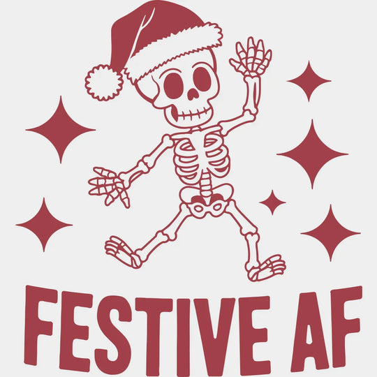 Festive AF - Christmas DTF Transfer Adult Unisex - S & M (10’’) / Red Color Design (See Imaging)