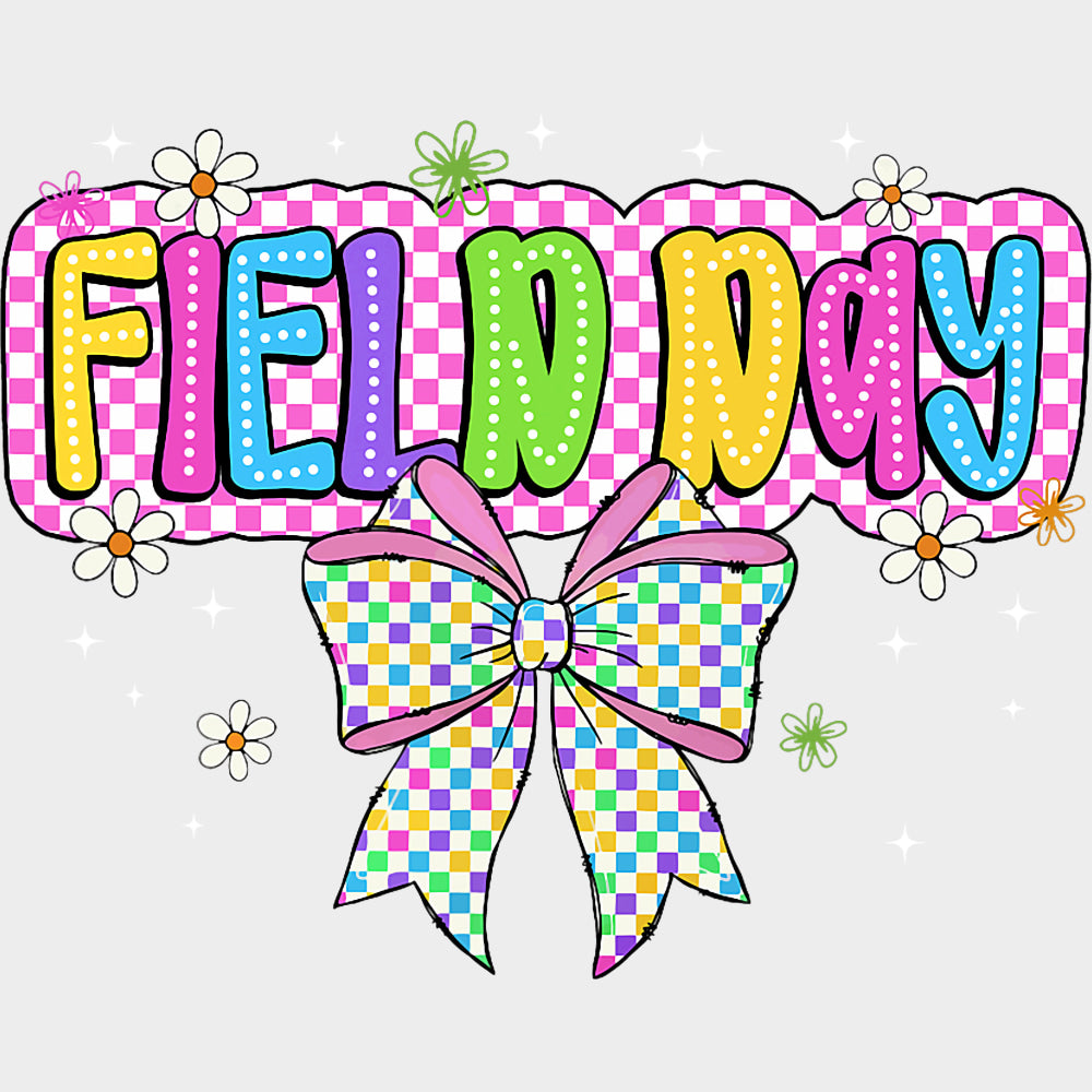 Field Day Pink Ribbon - Field Trip DTF Transfers Adult Unisex - S & M (10’’) / Light Color Design (See Imaging)