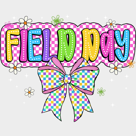 Field Day Pink Ribbon - Field Trip DTF Transfers Adult Unisex - S & M (10’’) / Light Color Design (See Imaging)