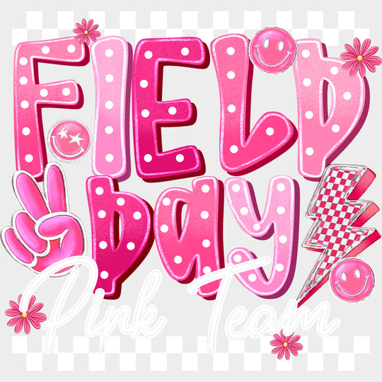 Field Day Pink Team - Field Trip DTF Transfers Adult Unisex - S & M (10’’) / Light Color Design (See Imaging)