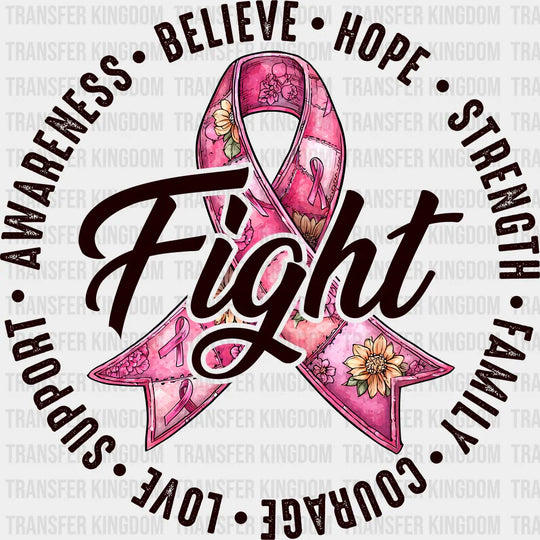 Fight Breast Cancer Awareness DTF Transfer Adult Unisex S & M (10’’) / Dark Color Design (See Imaging)