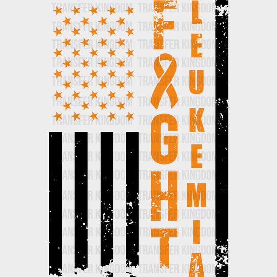 Fight Leukemia US Flag - Leukemia DTF Transfers Adult Unisex - S & M (10’’) / Dark Color Design (See Imaging)