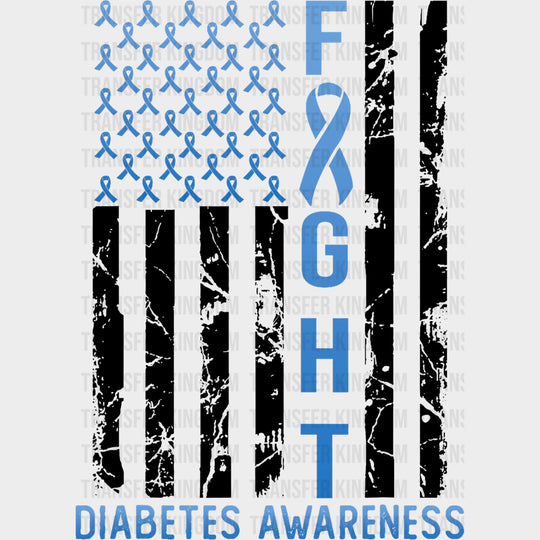 Fight US Flag - Diabetes DTF Transfers Adult Unisex - S & M (10’’) / Dark Color Design (See Imaging)